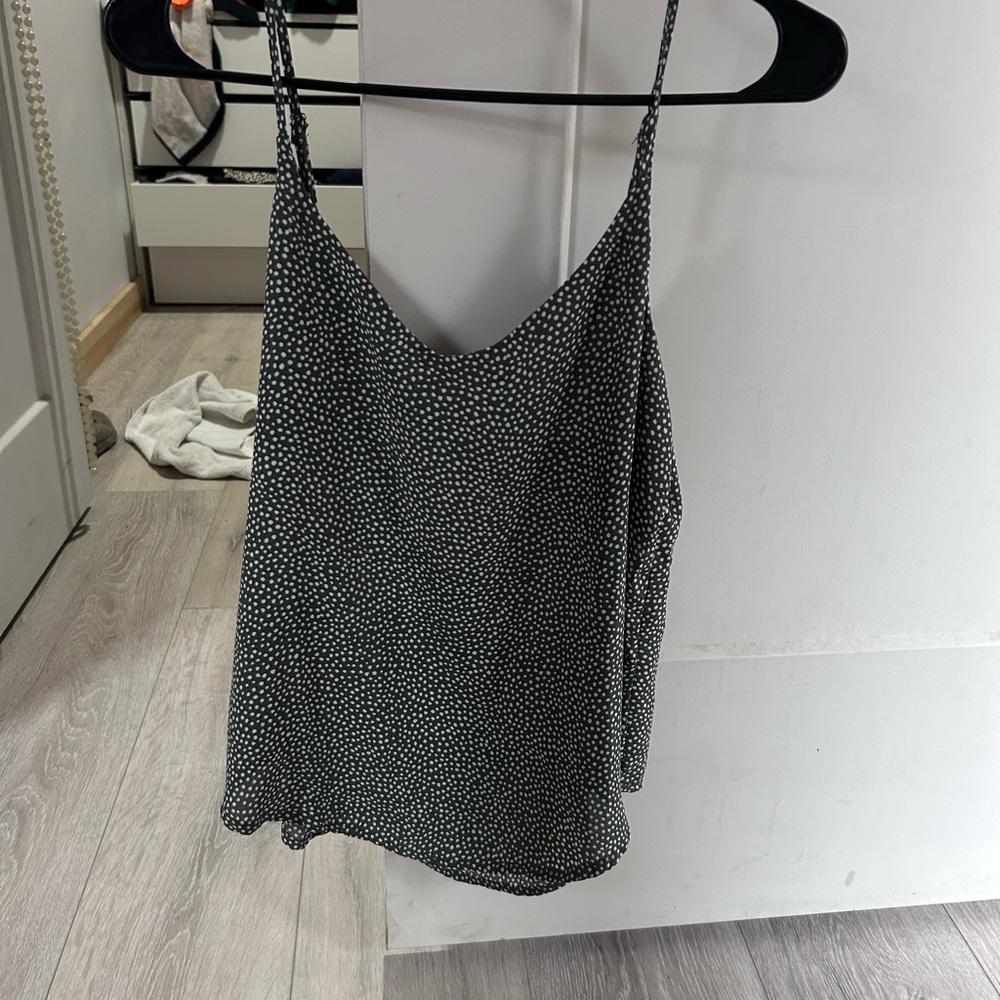 Green and white polka dot camisole
